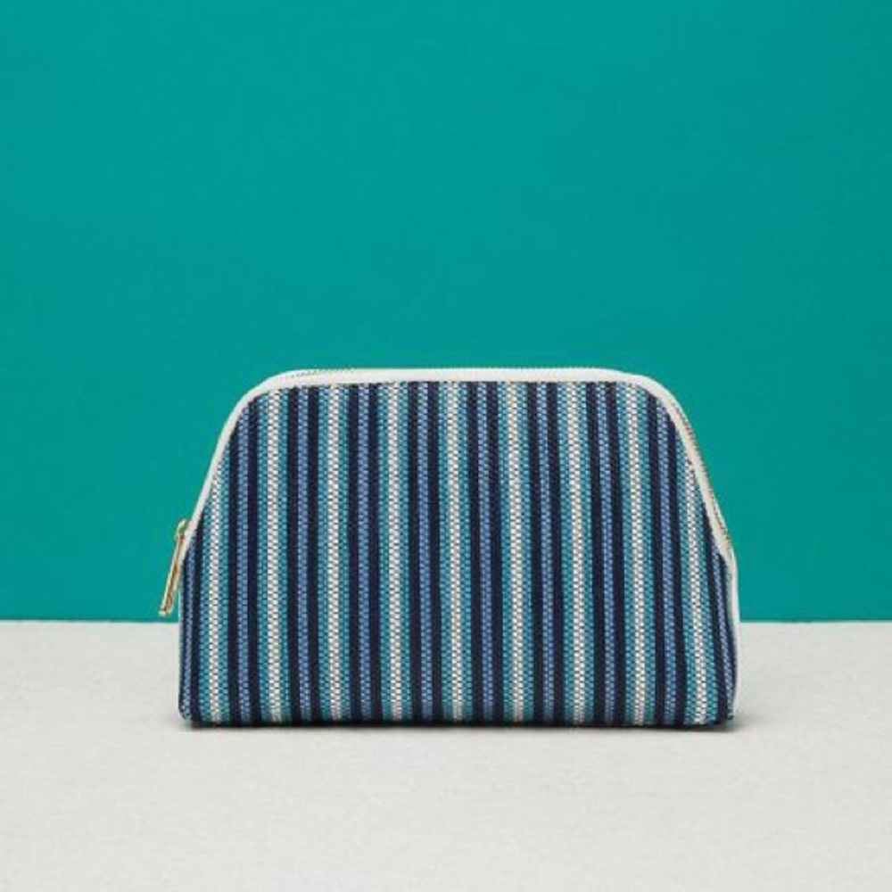 Diane von Furstenberg DVF - Raffia Cosmetic Pouch in Turquoise Stripe - Picture 3 of 3